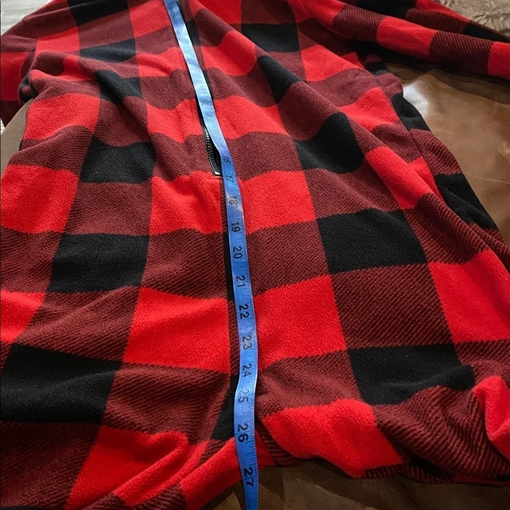 Old Navy Red and Black Plaid Flannel Hooded Pajamas, L